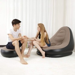 Addison Canapé gonflable - Pouf - Portable - Pour le camping, la randonnée, les voyages, la plage, le jardin, gris