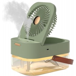 AMONIDA Ventilateur de Bureau Brumisateur, Ventilateur de Bureau Pliable, Fonction d'aromathérapie, Humidification Intelligente,