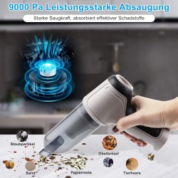 Aspirateur à Main Sans Fil, Mini Aspirateur 2000mah/9000pa Avec Filtre Lavable, Aspirateur De Voiture Portable Sans Sac